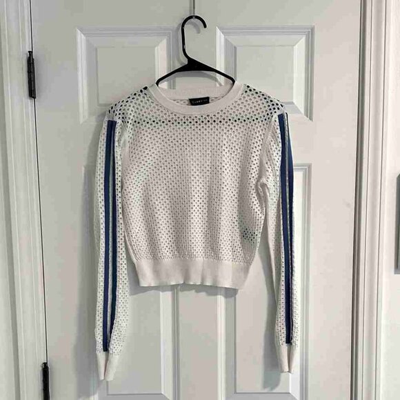 Carbon38 Open Knit Blue Stripe Sweater size M - Picture 1 of 2